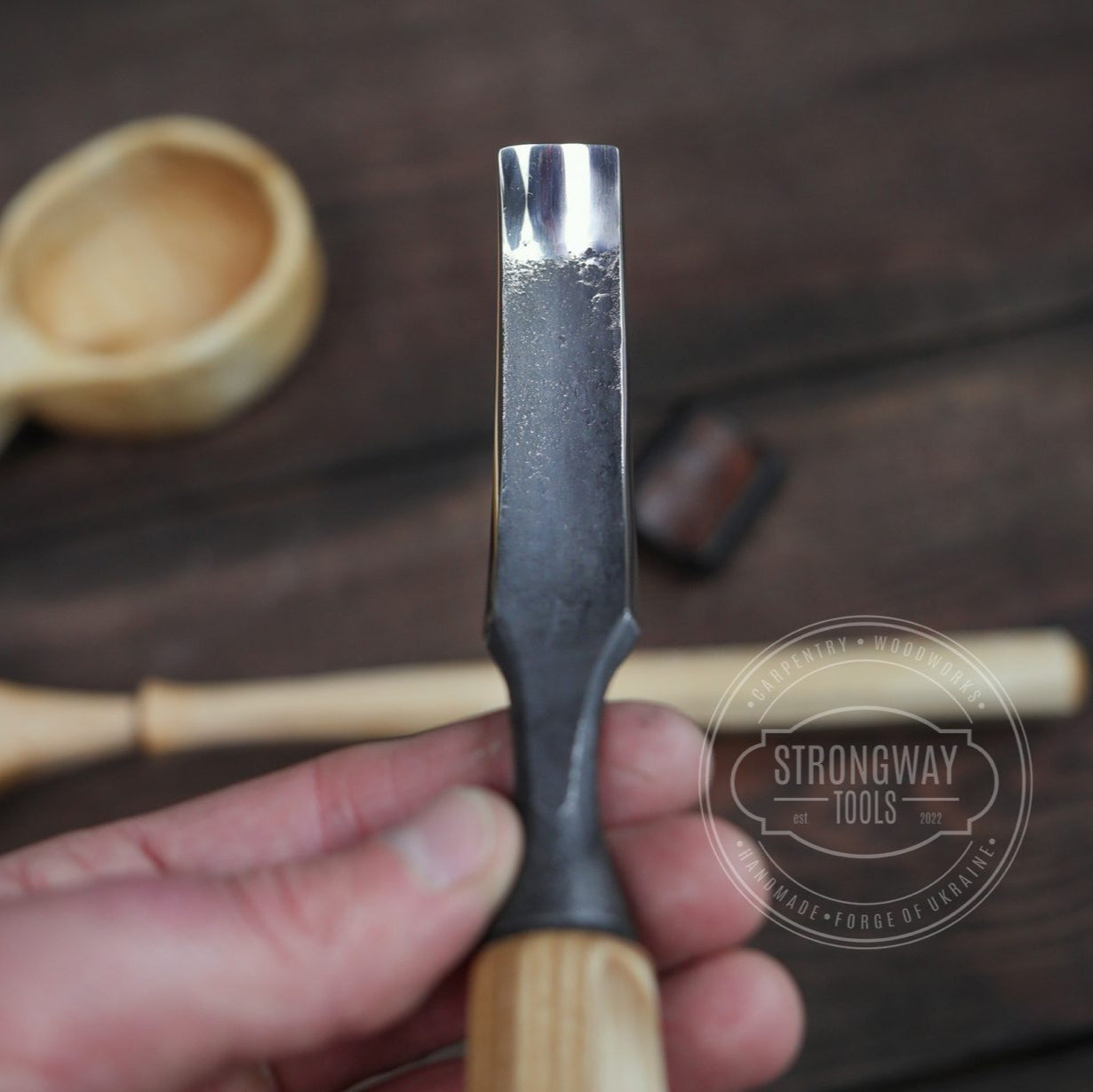 Strongway 15mm Bent Gouge for making kuksa, spoons, bowls - Wood Tamer