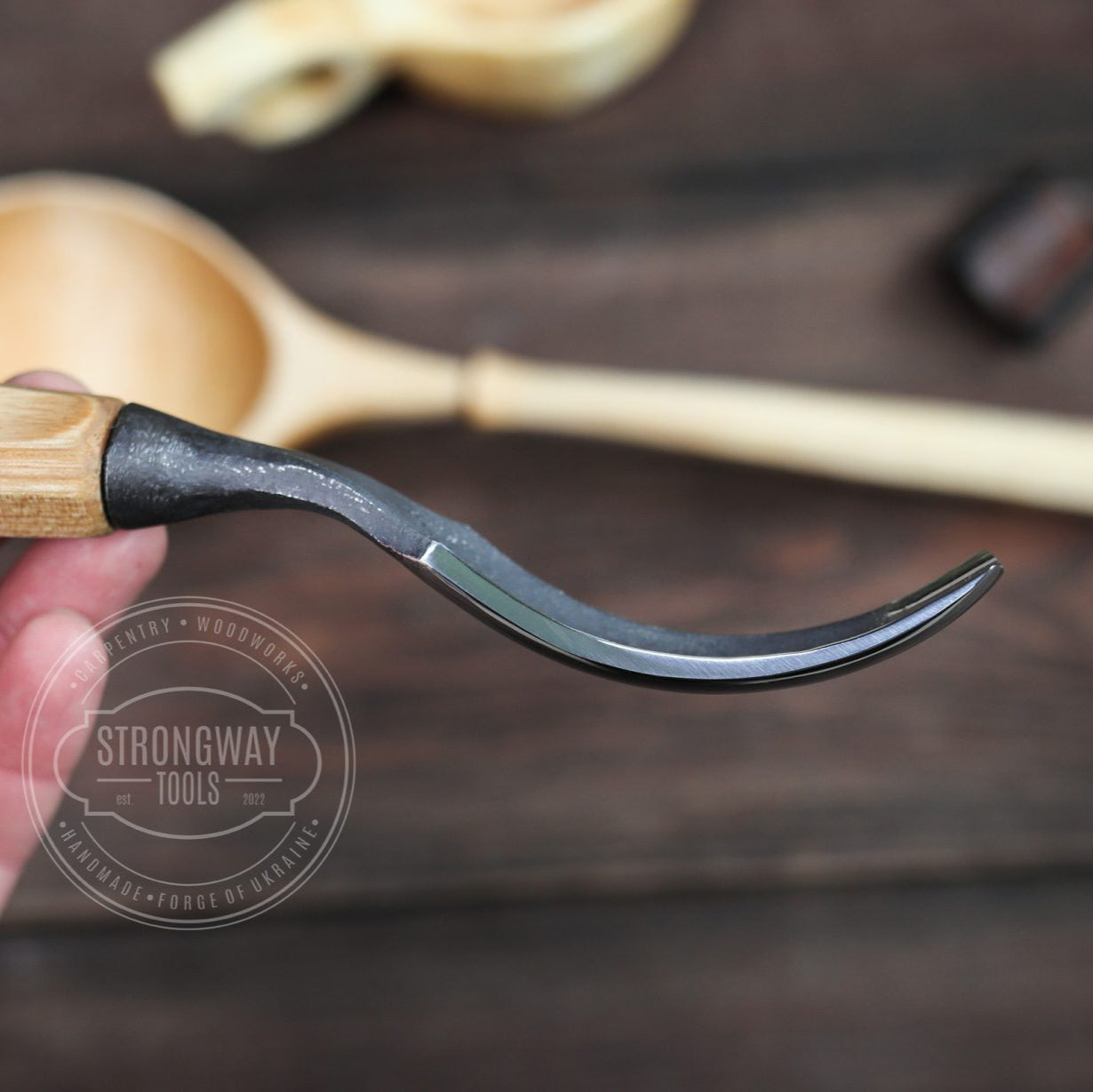 Strongway 15mm Bent Gouge for making kuksa, spoons, bowls - Wood Tamer