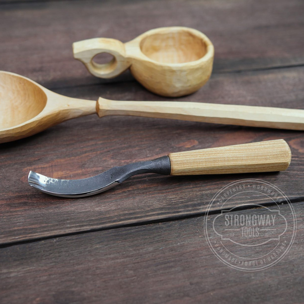 Strongway 15mm Bent Gouge for making kuksa, spoons, bowls - Wood Tamer