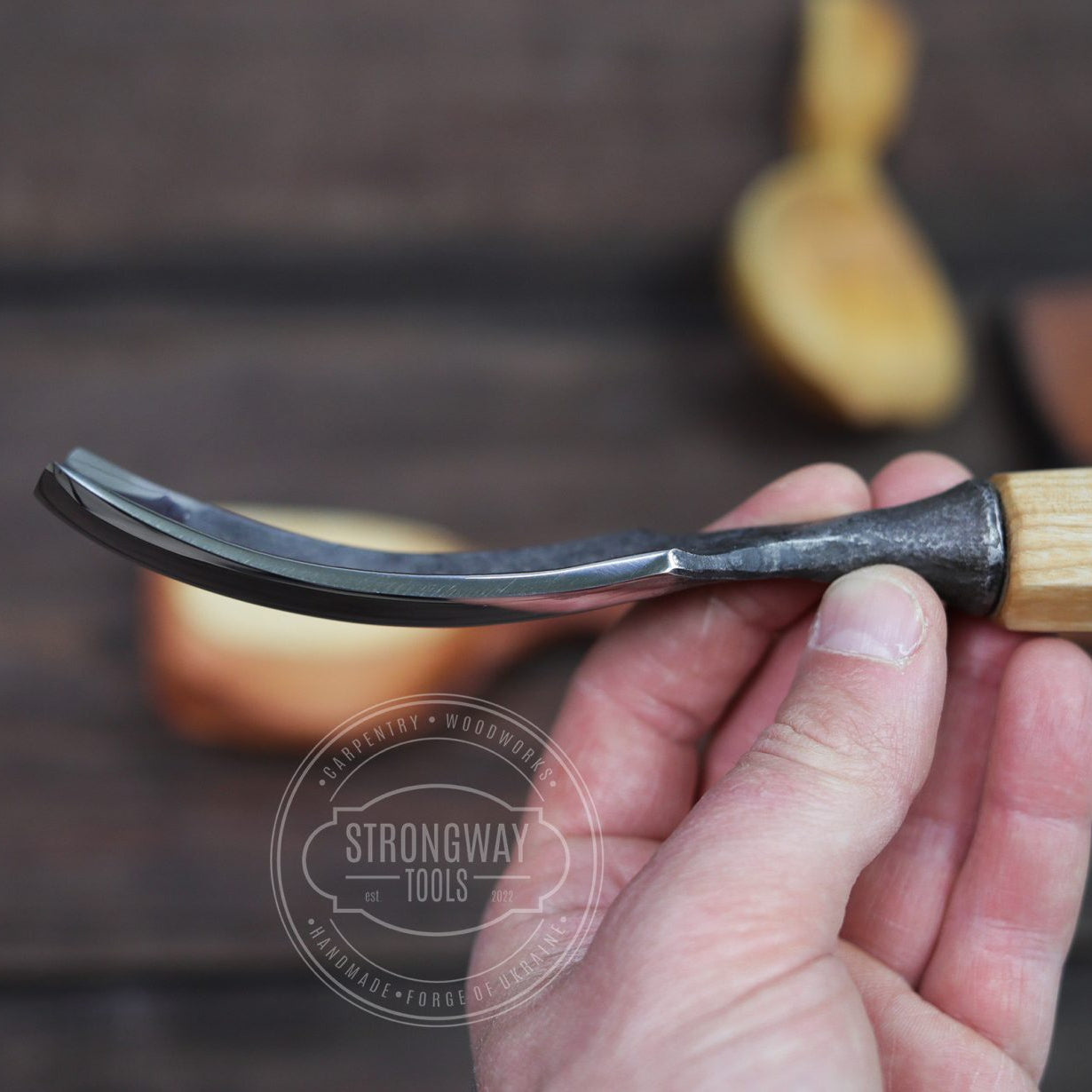 Strongway 30mm Bent Gouge for making kuksa, spoons, bowls - Wood Tamer