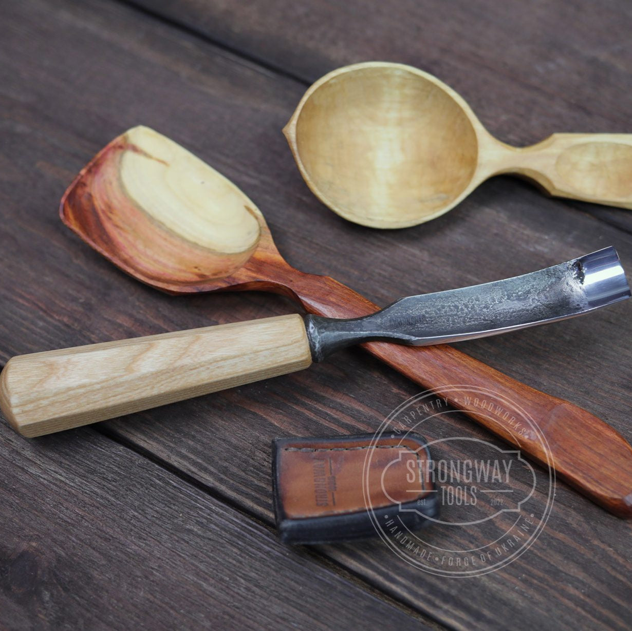 Strongway 25mm Bent Gouge for making kuksa, spoons, bowls - Wood Tamer
