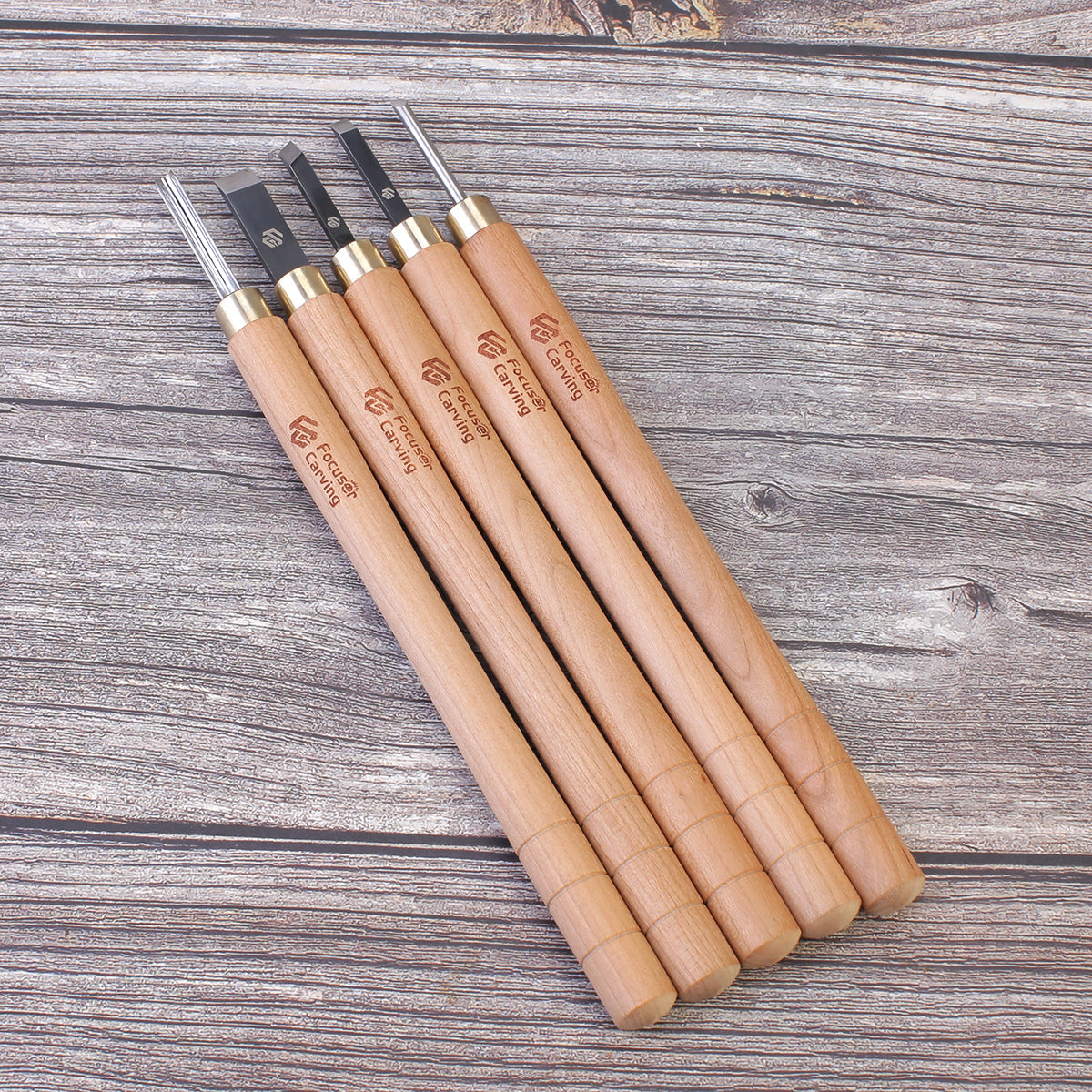 Focuser Forged 5 Piece Small Wood Carving Chisel Set with Canvas Tool Roll - S10 - Wood Tamer