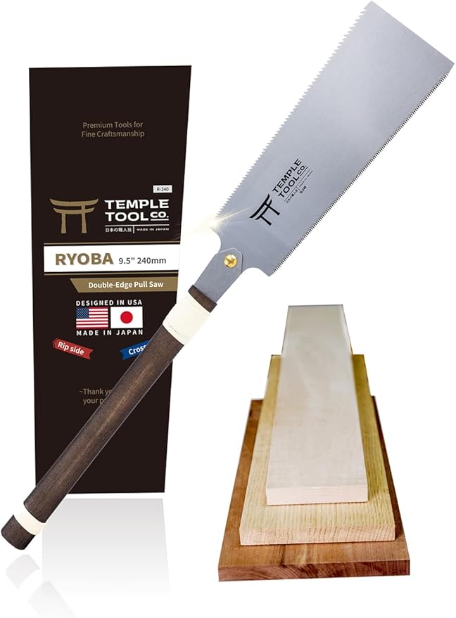 Temple Tool Co. Japanese Pull Saw Hand Saw 9.5 Inch (240mm) Ryoba Double Edge for Woodworking - Wood Tamer