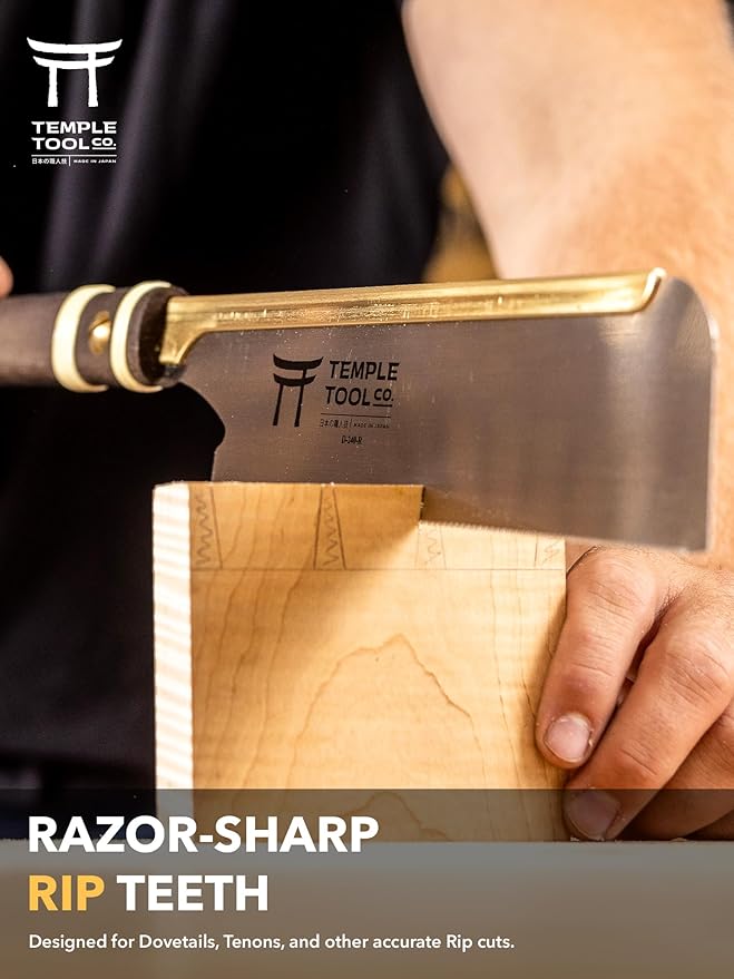 Temple Tool Co. Japanese Dozuki Wood Saw - Rip-Cut 240mm - Hand Saw for Dovetails, Tenons, Fine Joinery - Wood Tamer
