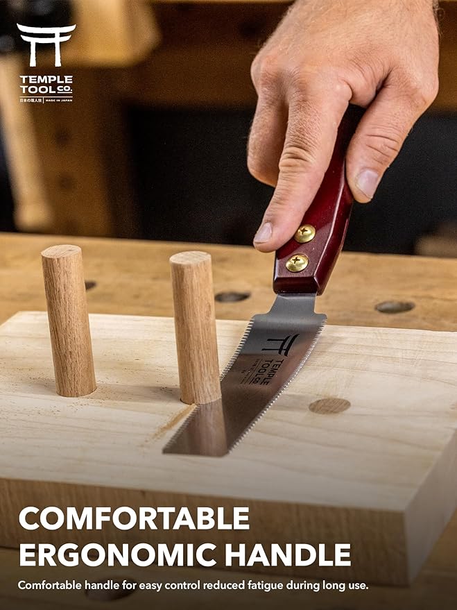 Temple Tool Co. Japanese Flush Cut Saw - 150mm Double Edge Pull Saw for Flush Cutting Dowels, Pegs, Wedges - Hardwood Softwood Hand Saw - Small Wood Saw - Wood Tamer