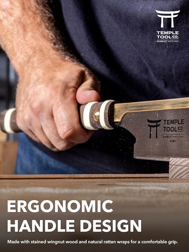 Temple Tool Co. Japanese Dozuki Wood Saw - Crosscut 240mm - Hand Saw for Joinery Crosscuts, Kumiko, Tenon Shoulders - Wood Tamer
