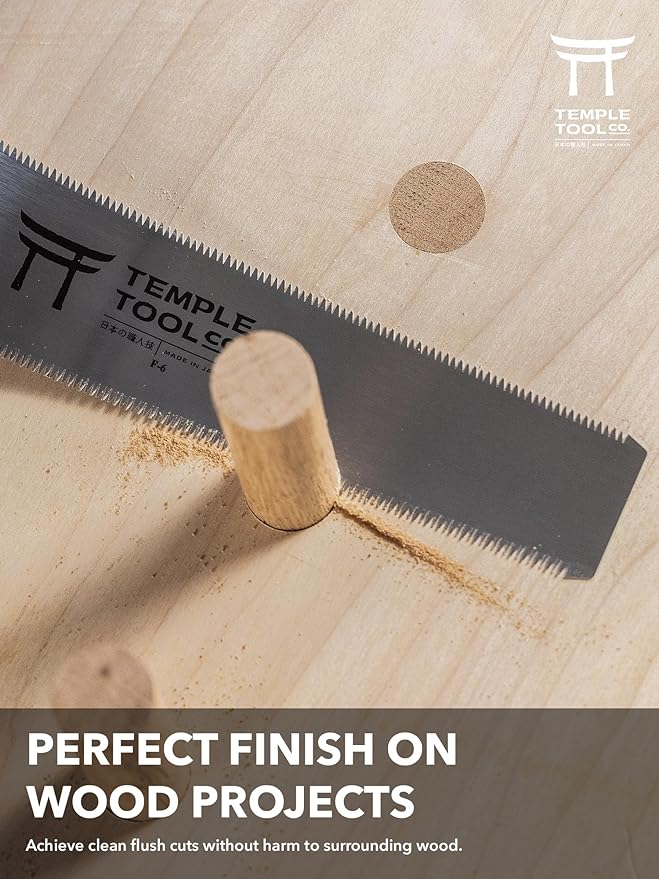 Temple Tool Co. Japanese Flush Cut Saw - 150mm Double Edge Pull Saw for Flush Cutting Dowels, Pegs, Wedges - Hardwood Softwood Hand Saw - Small Wood Saw - Wood Tamer