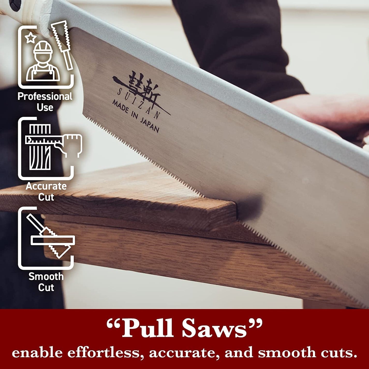 SUIZAN Japanese Dozuki Dovetail Hand Saw 9.5 Inch 17 TPI, Japanese Dovetail Hand Saw for Cross-cut, Rip-cut and Angle Cut - Wood Tamer