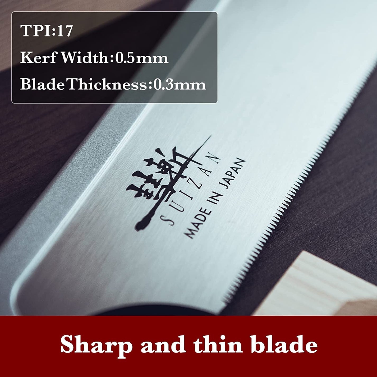 SUIZAN Japanese Dozuki Dovetail Hand Saw 9.5 Inch 17 TPI, Japanese Dovetail Hand Saw for Cross-cut, Rip-cut and Angle Cut - Wood Tamer