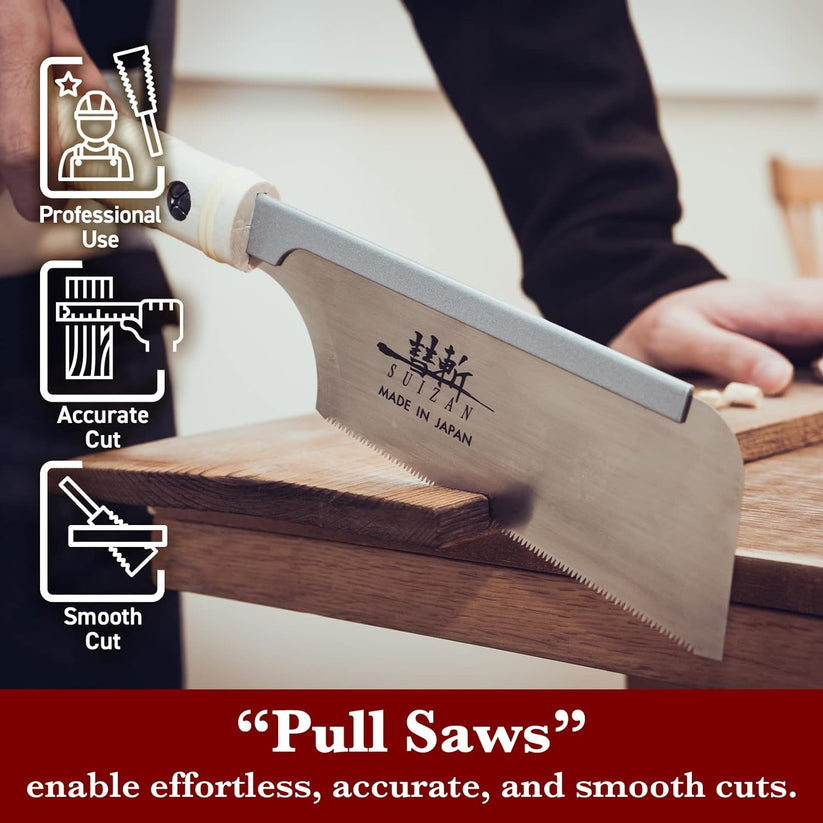 SUIZAN Japanese Dozuki Dovetail Hand Saw 6 Inch (150mm), Japanese Dovetail Hand Saw for Cross-cut, Rip-cut and Angle Cut - Wood Tamer