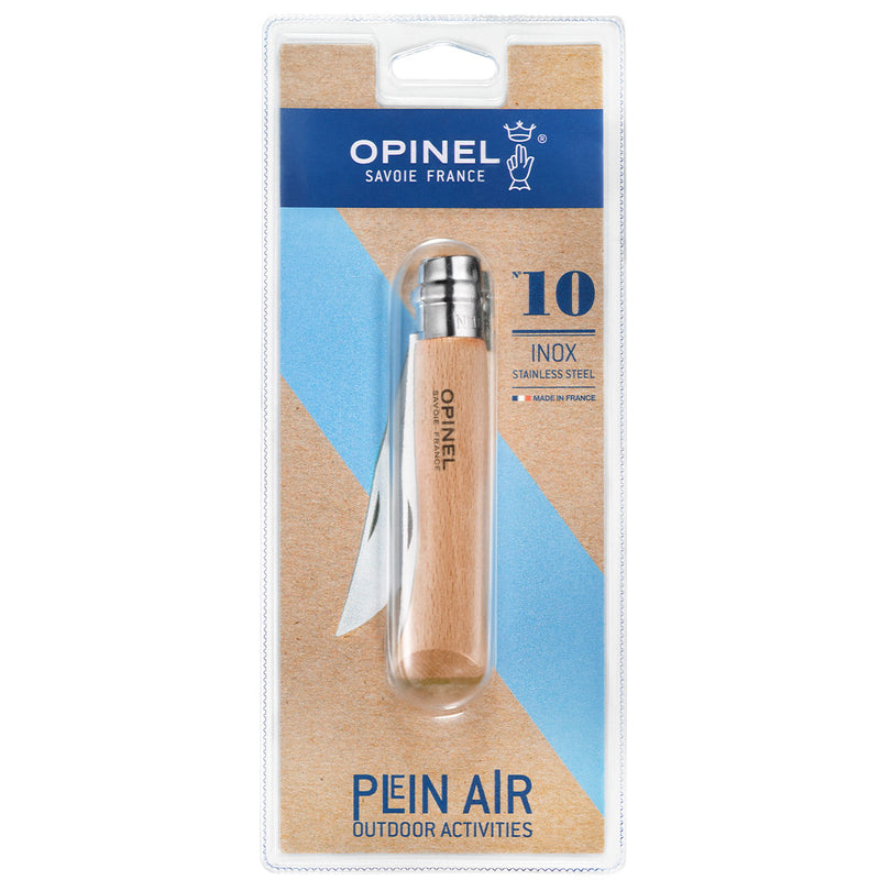 Opinel Traditional No10 Stainless Steel 10cm Blister Pack - Wood Tamer