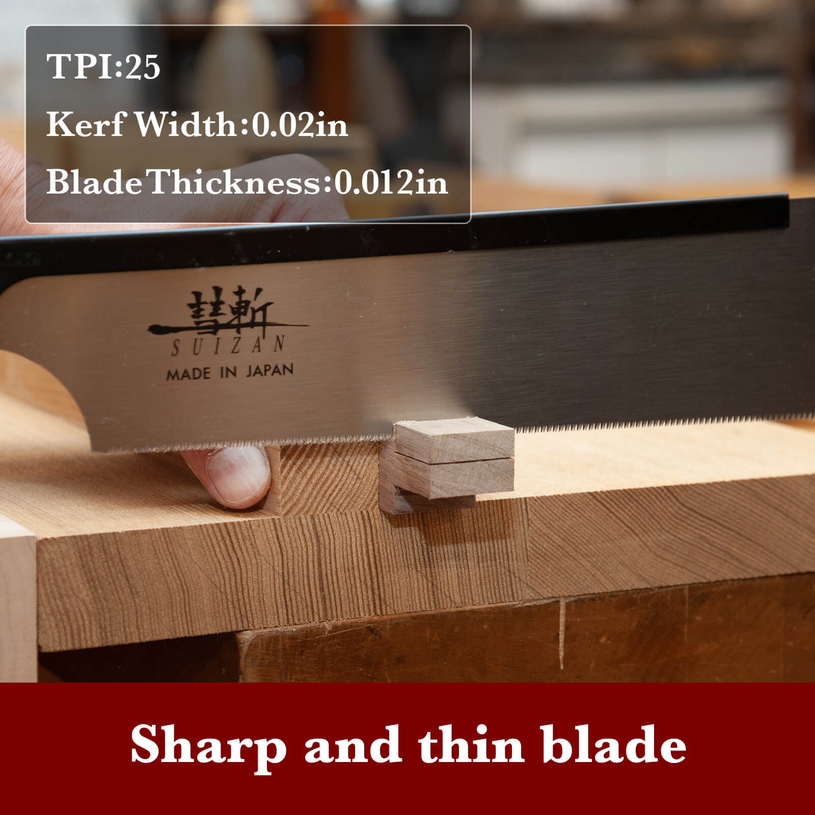SUIZAN Japanese Dozuki Dovetail Hand Saw 9.5 Inch 25 TPI, Japanese Dovetail Hand Saw for Cross-cut, Rip-cut and Angle Cut - Wood Tamer