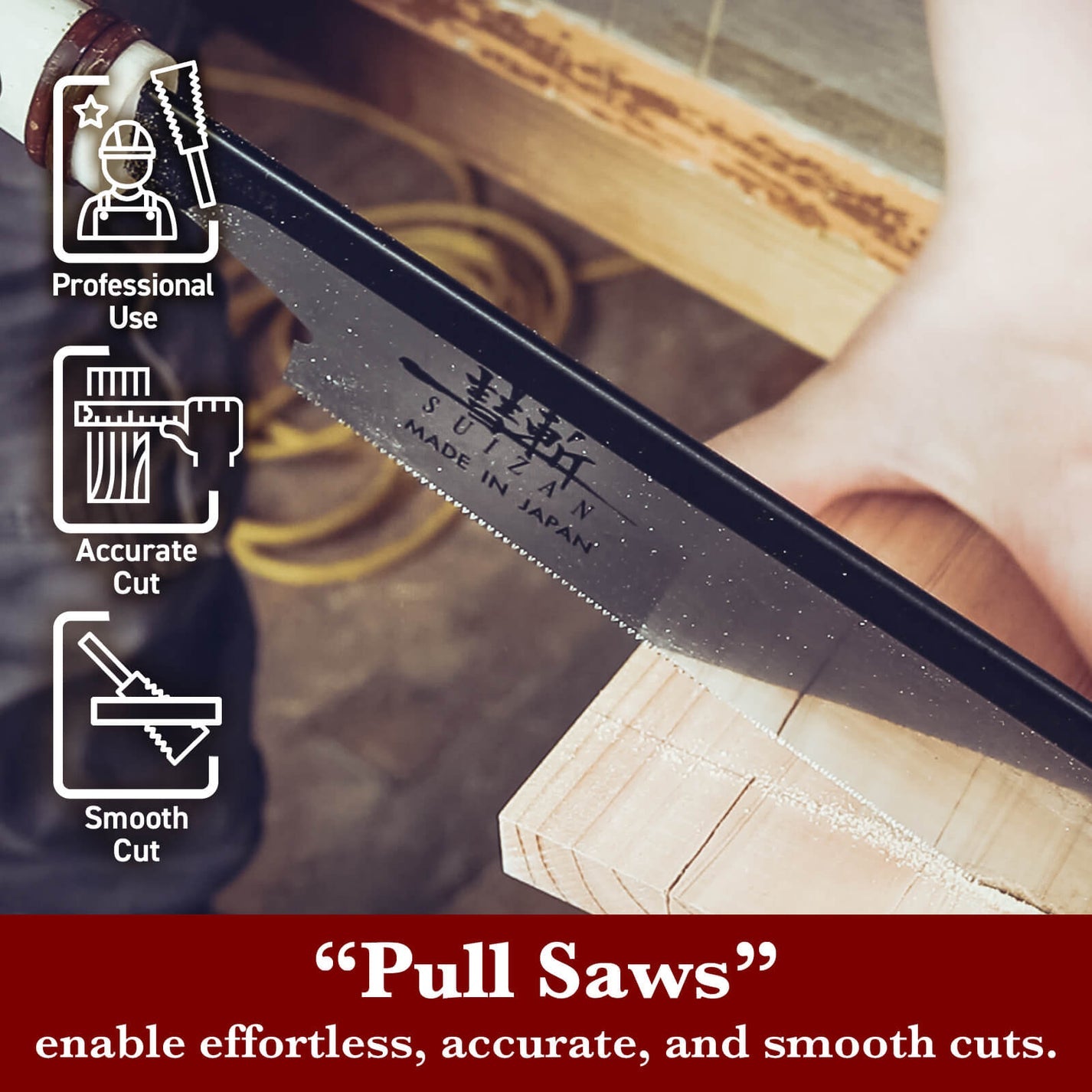 SUIZAN Japanese Hand Saw 8 Inch Ultra Fine Cut Dozuki Dovetail Blade Pull Saw for Woodworking - Wood Tamer