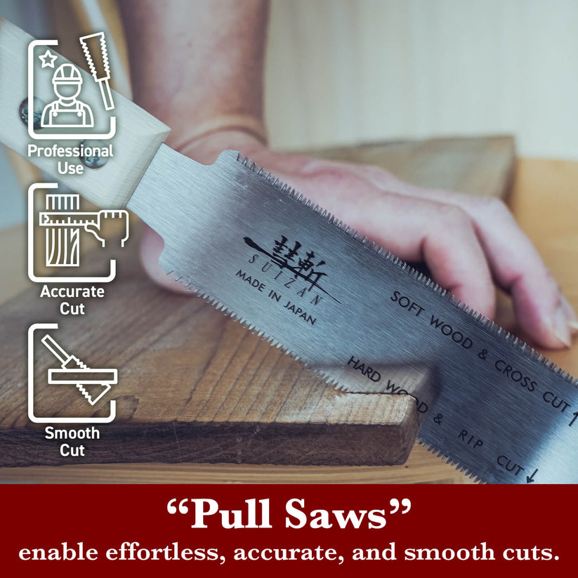 SUIZAN Japanese Pull Saw Flexible 6 Inch Ryoba Small Hand Saw Flush Cut Trim Saw for Hardwood and Softwood - Wood Tamer