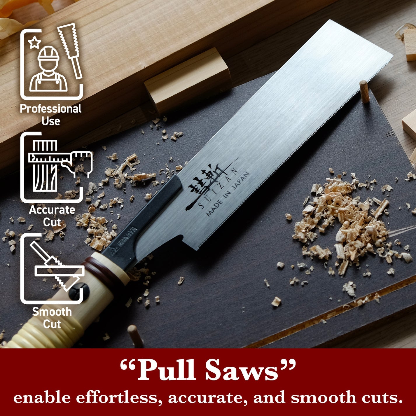 SUIZAN Japanese Hand Saw Pull Saw 7 Inch Flush Cut Saw Trim Saw for Trimming - Wood Tamer