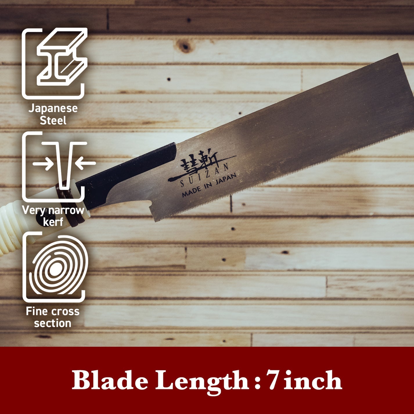 SUIZAN Japanese Hand Saw Pull Saw 7 Inch Flush Cut Saw Trim Saw for Trimming - Wood Tamer