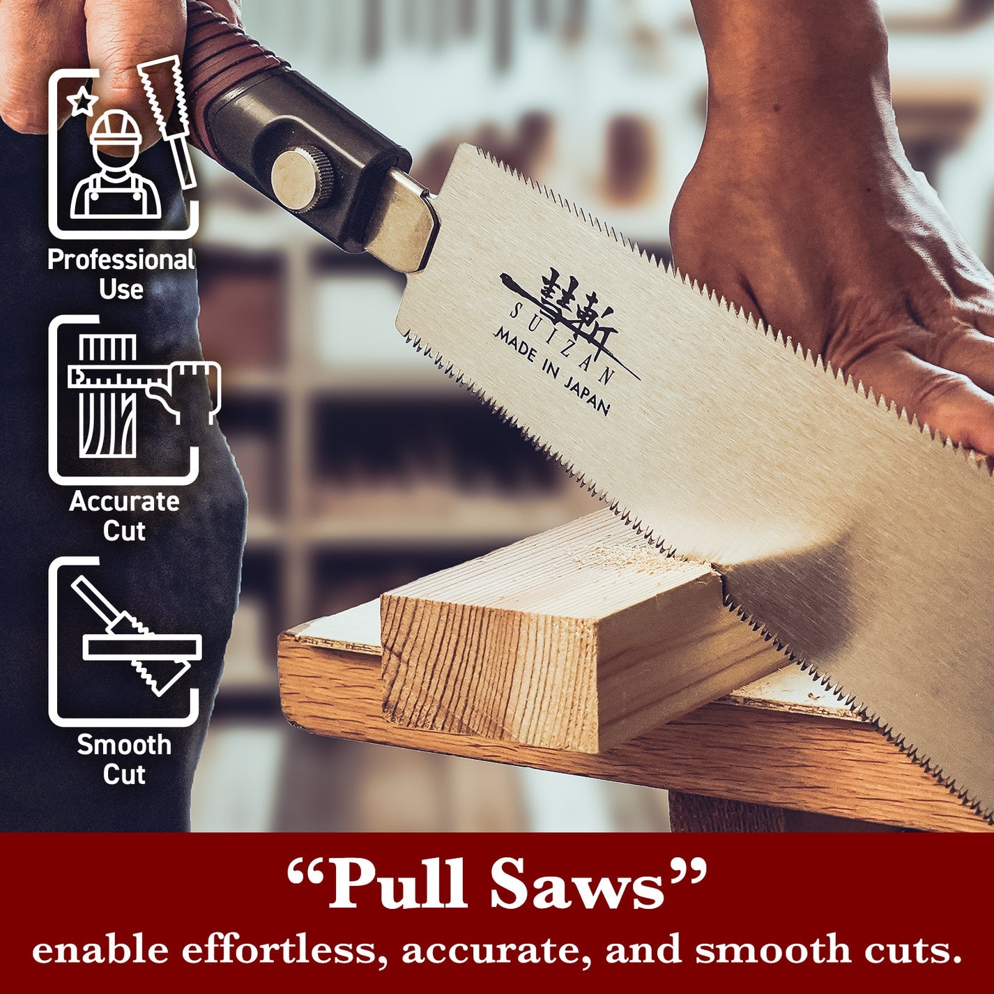 SUIZAN Japanese Ryoba Pull Saw 8 Inch Double Edge Hand Saw for Rough Cutting - Wood Tamer