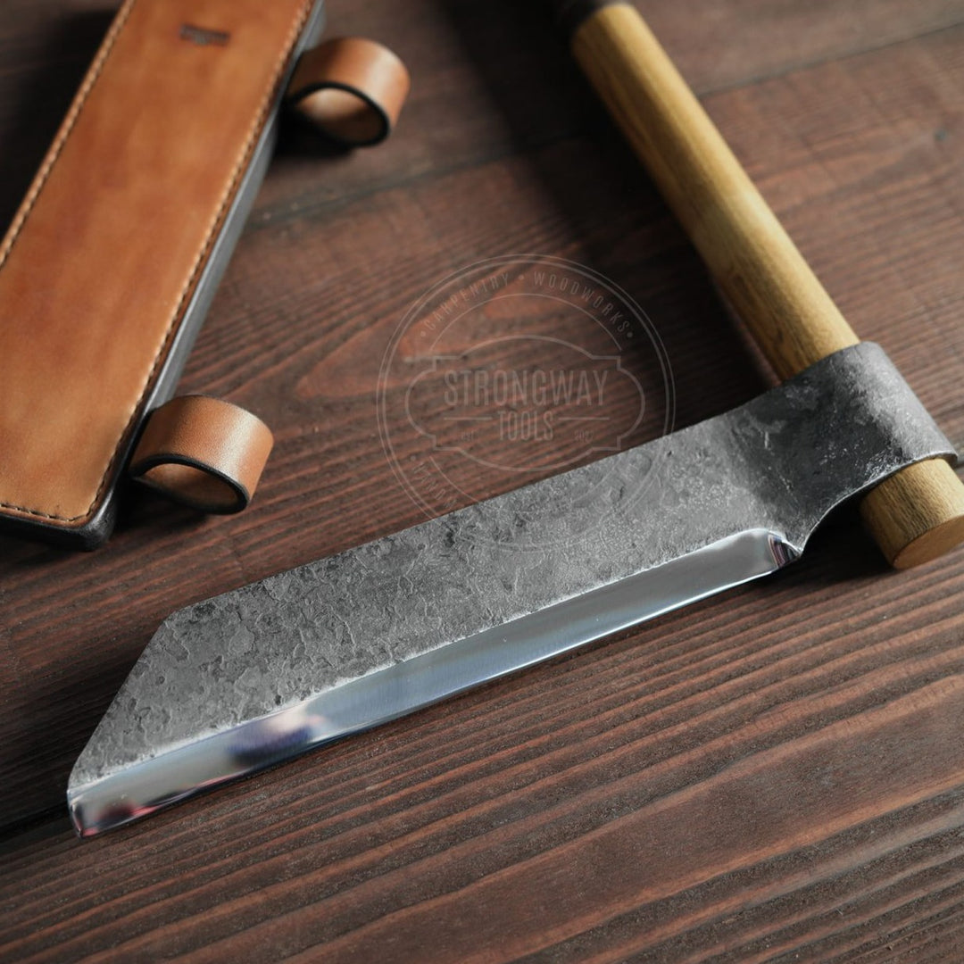 Strongway Froe with Leather Bound Handle and Sheath - Wood Tamer