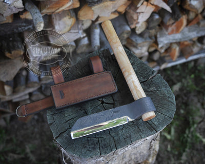 Strongway Small Froe with Leather Sheath - Wood Tamer