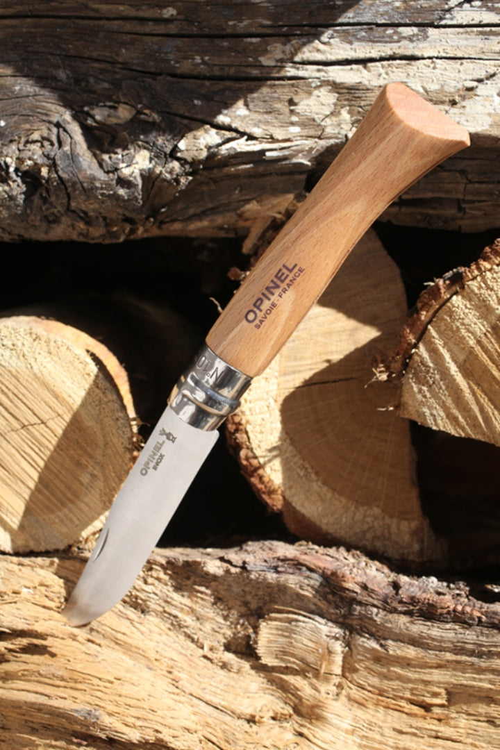 Opinel Traditional No10 Stainless Steel 10cm Blister Pack - Wood Tamer