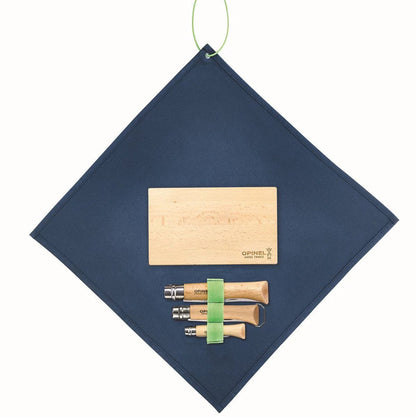 Opinel Nomad Cooking Kit (No10 Corkscrew No12 Serrated No06 Peeler Cutting Board Towel) - Wood Tamer
