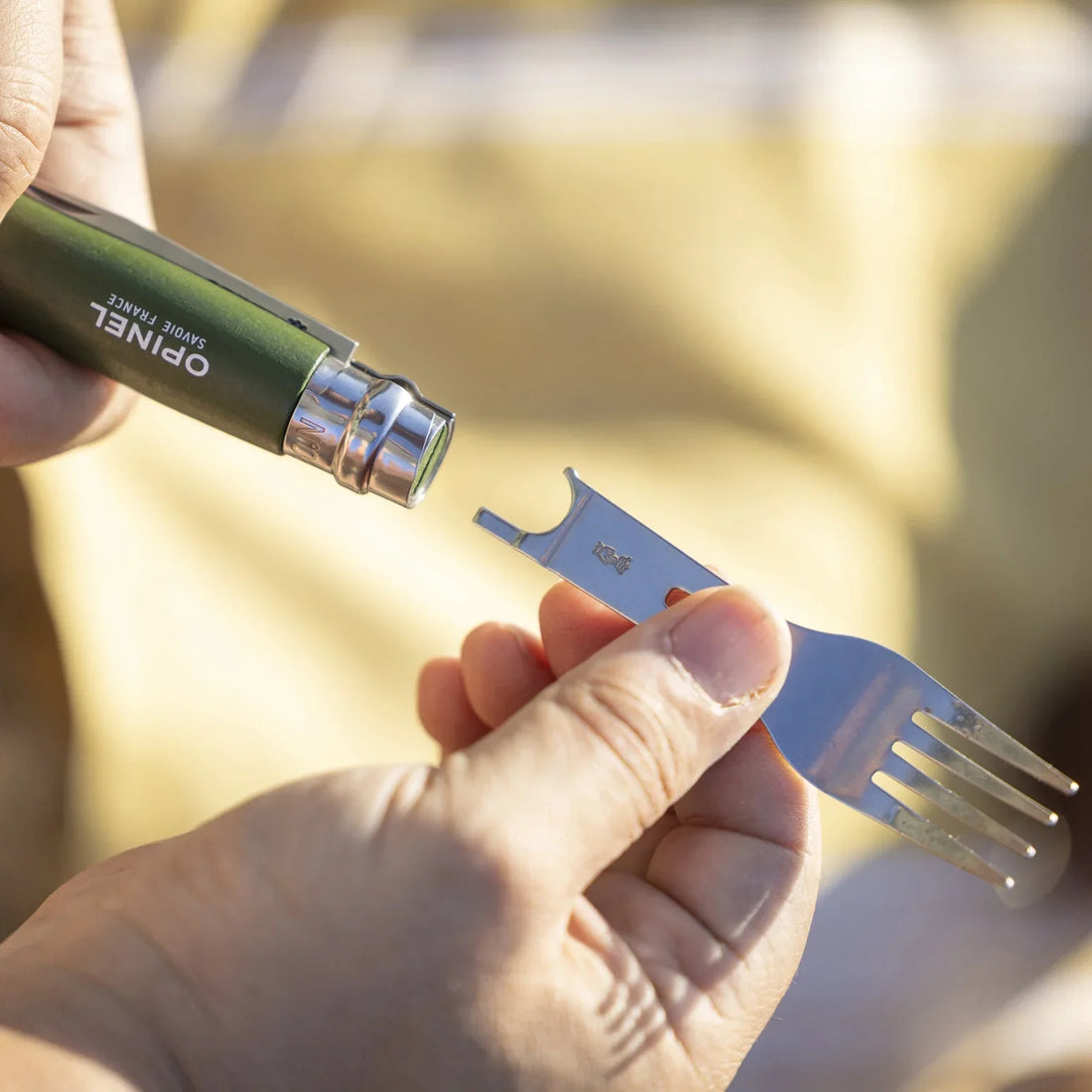 Opinel Picnic+ Fork, Spoon & Napkin Set - Wood Tamer