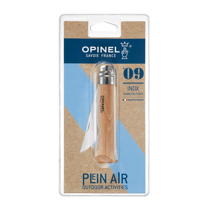 Opinel Traditional No09 Stainless Steel 9cm Blister Pack - Wood Tamer