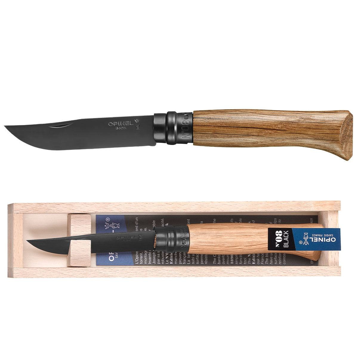 Opinel  N°08 Limited Edition Black Oak Folding Knife + Wooden Gift Box