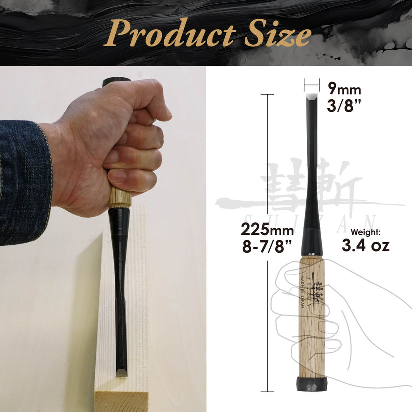 SUIZAN Japanese Wood Chisel 3/8 Inch (9mm) Professional Wood Chisels for Woodworking Oire Nomi - Wood Tamer