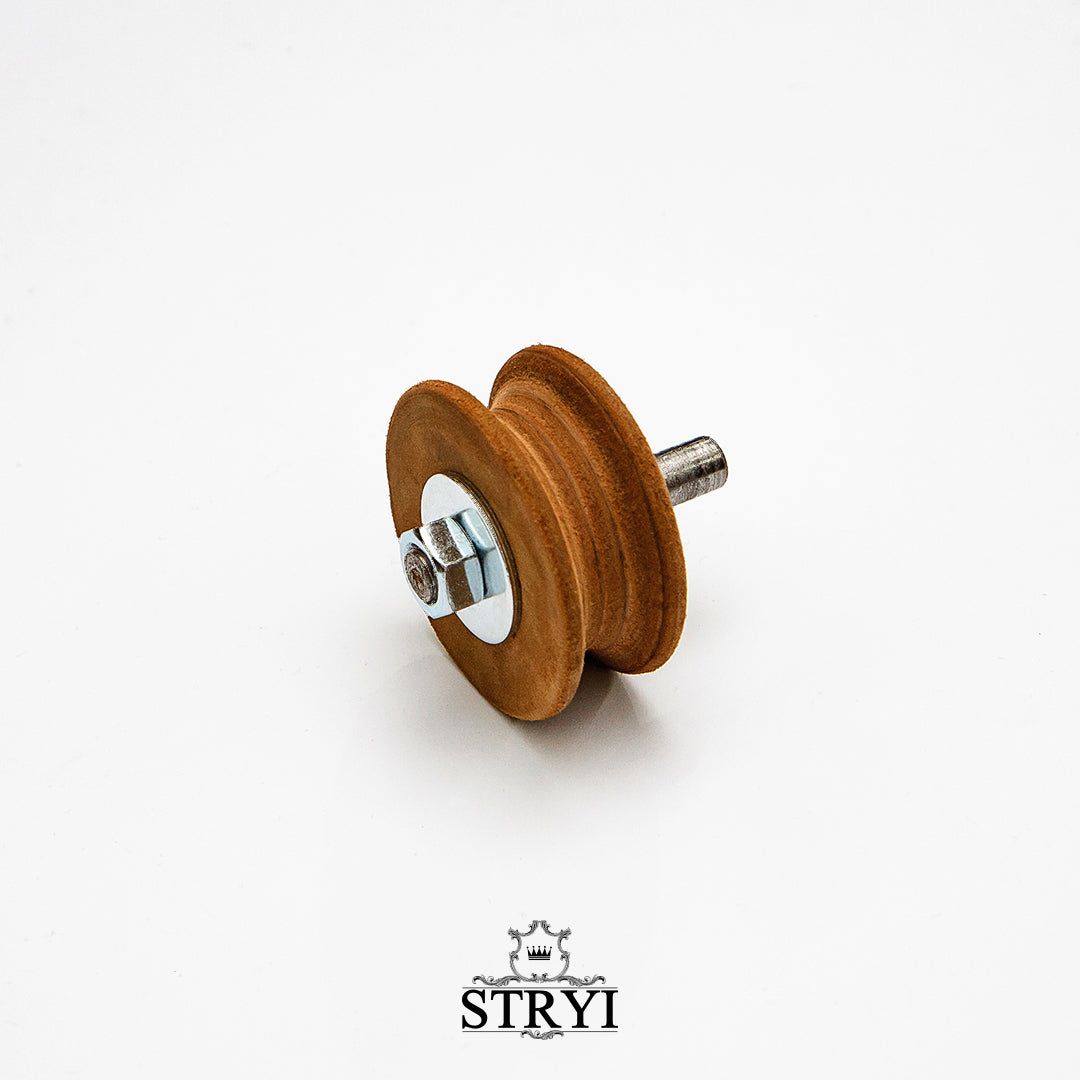 Stryi Leather Stropping/Polishing Wheel - Concave for U shaped Gouges/Chisels - Wood Tamer