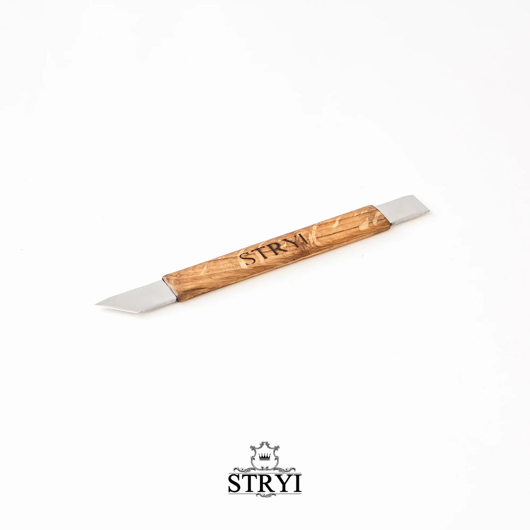 Stryi Leather Knife - Leather Cutting Knife - Double Ended - Wood Tamer
