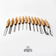 Stryi 12 Piece Wood Carving Gouge/Chisel Set in Leather Case - Wood Tamer