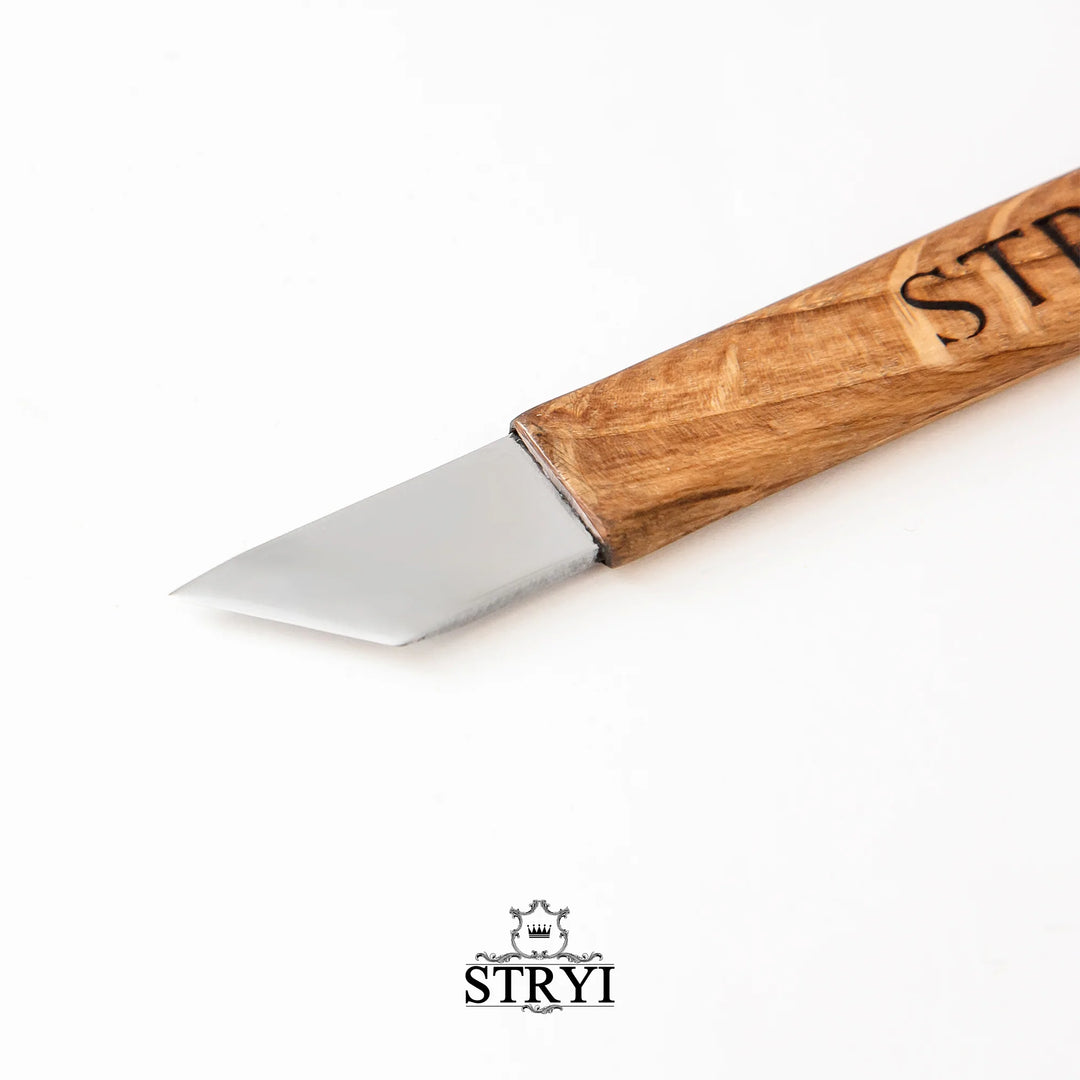 Stryi Leather Knife - Leather Cutting Knife - Double Ended - Wood Tamer