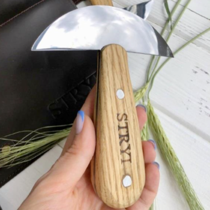 Stryi Leather Knife - Round Knife 115mm - Wood Tamer