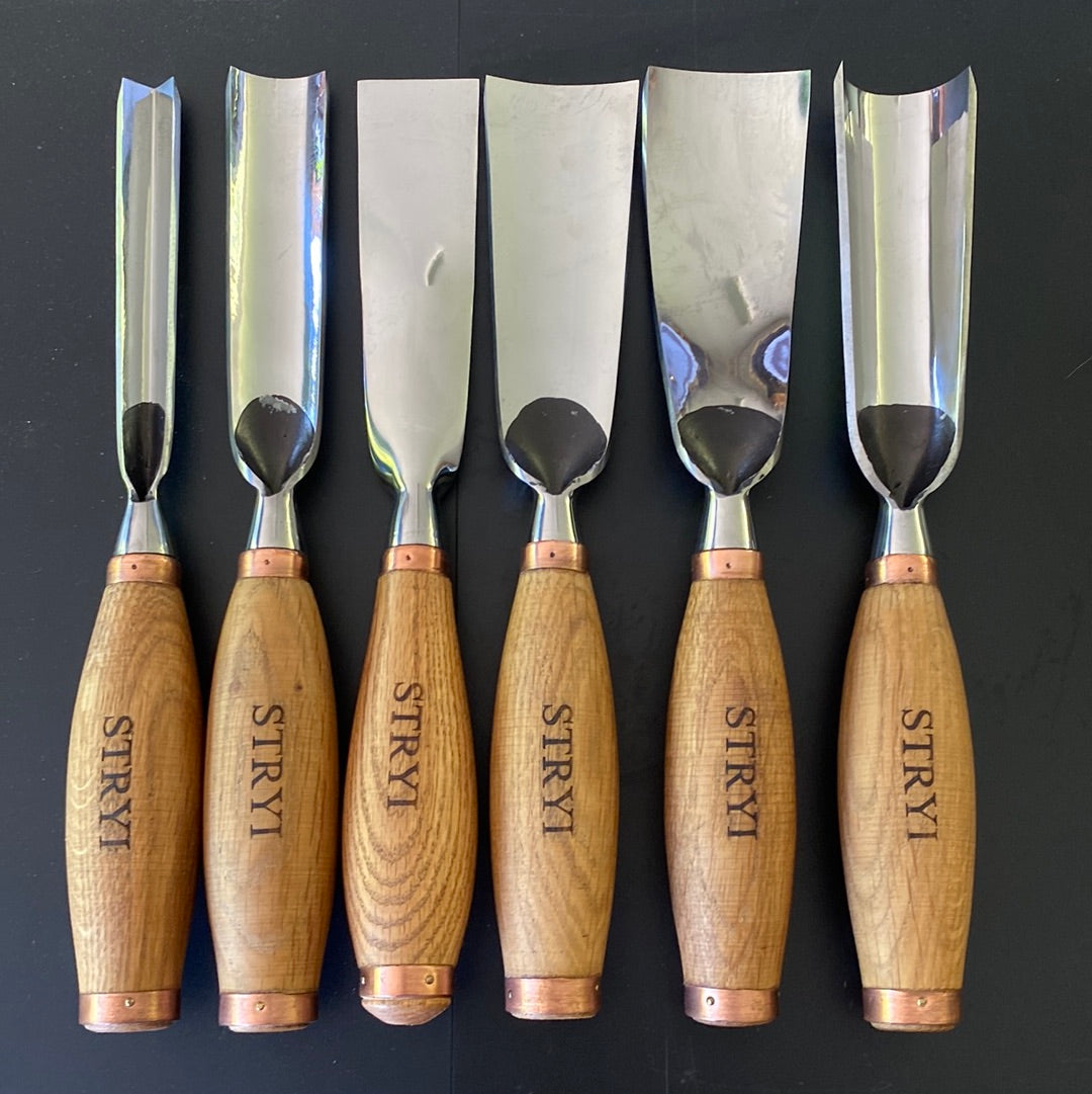 Wood Carving Knives Set of 3pcs in Wooden Case STRYI Profi